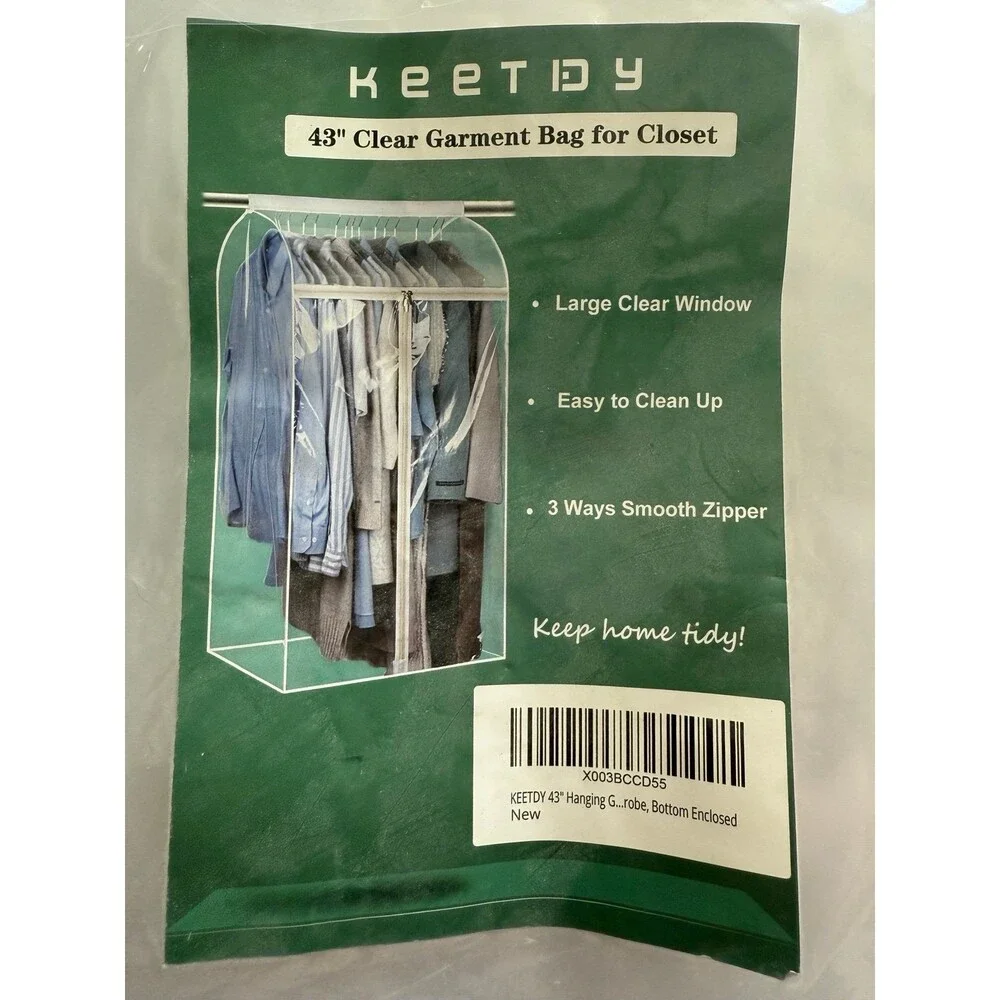 Clear garment bag for closet